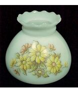 Lamp Shade Student Floral Milk Glass 8 inch Vintage White NeedlePoint Ye... - $11.95