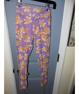 Lularoe  Purple Yellow Floral Daffodil Leggings Size Tween Girl&#39;s EUC - £15.70 GBP