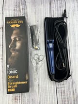 Barber Pro Beard Hair Straightener Brush Travel Black 2 In 1 Plus Extras - $17.99