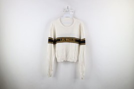 Vtg 90s Streetwear Womens Medium Spell Out Los Angeles Cropped Fit Knit Sweater - $59.35