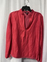 Louben Women&#39;s Red Silk Blend Long Sleeve Blouse Size 8 - £21.73 GBP