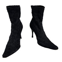 Donald J Pliner Couture Heeled Boots Booties Black Embroidered 7.5 - $49.99