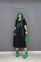 Vefadisa Fashion Loose Short Sleeve Dress Women 2023 Summer New Mid-length Big P - £95.89 GBP