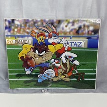 Looney Tunes Michigan Wolverines &quot;Go Blue&quot; NCAA Football Art Print Taz Bugs 1997 - £112.01 GBP