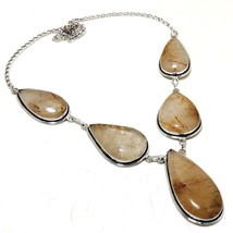 Golden Rutile Pear Shape Gemstone Handmade Fashion Necklace Jewelry 18&quot; SA 2264 - £6.33 GBP
