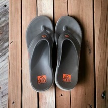 Reef Sandals Mens 8 Open Toe Flip Flop Flats Casual Comfort Gray Orange Slip On - £23.24 GBP