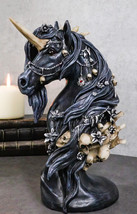 Macabre Black Dark Unicorn Horse With Skeleton Bones And Skulls Bust Fig... - $37.99