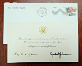 1967 President Johnson &amp; Lady Bird White House T.Y. and Happy New Years Card - £31.90 GBP