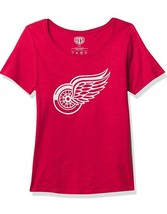 New OTS NHL Detroit Red Wings Distressed Logo Women&#39;s Scoop Tee, Small - £17.77 GBP