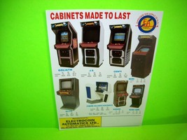 Cabinets Made To Last  Original NOS Video Arcade Game Flyer Electrocoin ... - $42.28