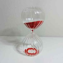 Hourglass Timer Glass Red Sand Striped 7in Clear Game Clock Decor - £22.94 GBP