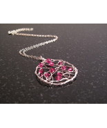 Silver Hot Pink Crystal Dream Catcher Necklace - $52.00