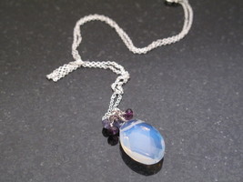 Silver Crystal, Tanzanite and Amethyst Berries Necklace - £30.28 GBP
