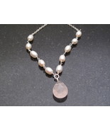 Silver Pearl and Rose Quartz Necklace - $48.00