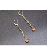 Long gold Peridot and Hessonite Garnet Earrings - $52.72 CAD