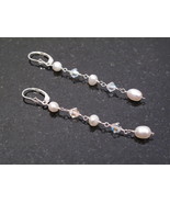Long Silver Pearl Earrings - $41.62 CAD