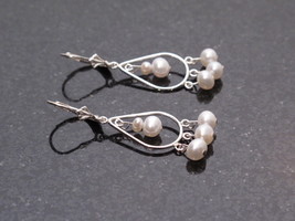 Silver Pearl Chandelier Earrings - $28.00