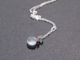 Silver Chalcedony, Pink Tourmaline, and Apetite Necklace - £29.85 GBP