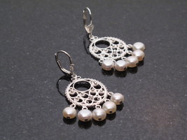 Silver Pearl Chandelier Earrings - $30.00