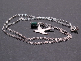 Silver Sparrow and Emerald Necklace - £30.20 GBP