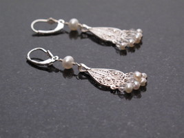 Silver Pearl Chandelier Earrings - $28.00