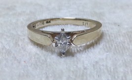 10K Yellow Gold .15ct Marquise Diamond Solitaire Sz 5.25 Engagement Ring... - £119.89 GBP