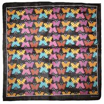 AES Multi-Color Butterfly Butterflies Black 100% Cotton 22&quot;x22&quot; Bandanna - £3.53 GBP