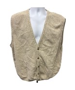  Eddie Bauer Knit Sweater Vest Tall Mens L Made in USA Beige Vintage - $31.34