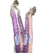 5 Vintage Spiral Hand Dipped 8&quot; Taper Candles Made in USA pink lavender ... - $16.20 CAD