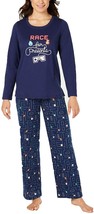 Family Pajamas Ladies Race for Presents Pajamas Set Blue Size Small - £22.90 GBP