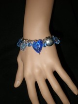 New  Glass Hearts &amp; Stones Beaded  Chain Bangle Bracelet - £3.97 GBP