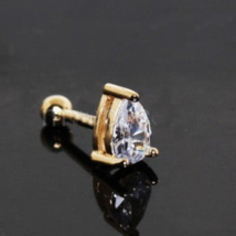 14Kt Yellow Gold Prong Set Teardrop Cartilage Earring - $110.99