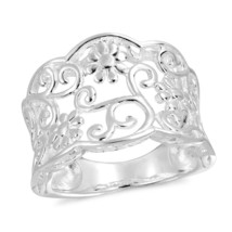 Gorgeous Floral Filigree Vines .925 Sterling Silver Ring-6 - £19.93 GBP