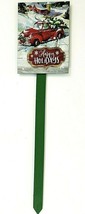 Christmas Red Truck Plant Garden Stake Pick 5&quot; x 4&quot; W/Happy Holidays Wood NWT - $10.39