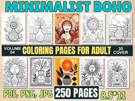 Minimalist Coloring Pages for Adults, Calming Boho Printable Coloring Book - £3.86 GBP