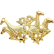 Vintage Safari Brooch Signed AJC Intricate Engraved Statement Large 3&quot; x 1 1/2&quot; - £9.88 GBP