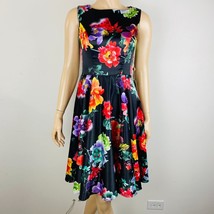 Grace Karin Black Floral Print Fit N Flare Sleeveless Women&#39;s XS Dress NWT&#39;s - £54.90 GBP