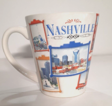 VTG Nashville Souvenir Mug MC Art Co  Cityscape pictures Red White Blue - £4.96 GBP
