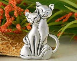 Blackfish Pewter 2 Cats Love Snuggling Pin Brooch Canada 1995 Signed  - $19.95