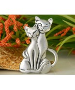 Blackfish Pewter 2 Cats Love Snuggling Pin Brooch Canada 1995 Signed  - £16.04 GBP