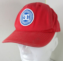 DC Skateboarding Red Snapback Hat Round White Patch Distressed The Classics - $14.80