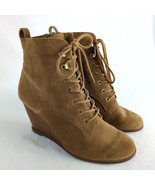 BCBGeneration Wiley Suede Leather Wedge Ankle Boots Women&#39;s 7 Booties Si... - $666.34 MXN