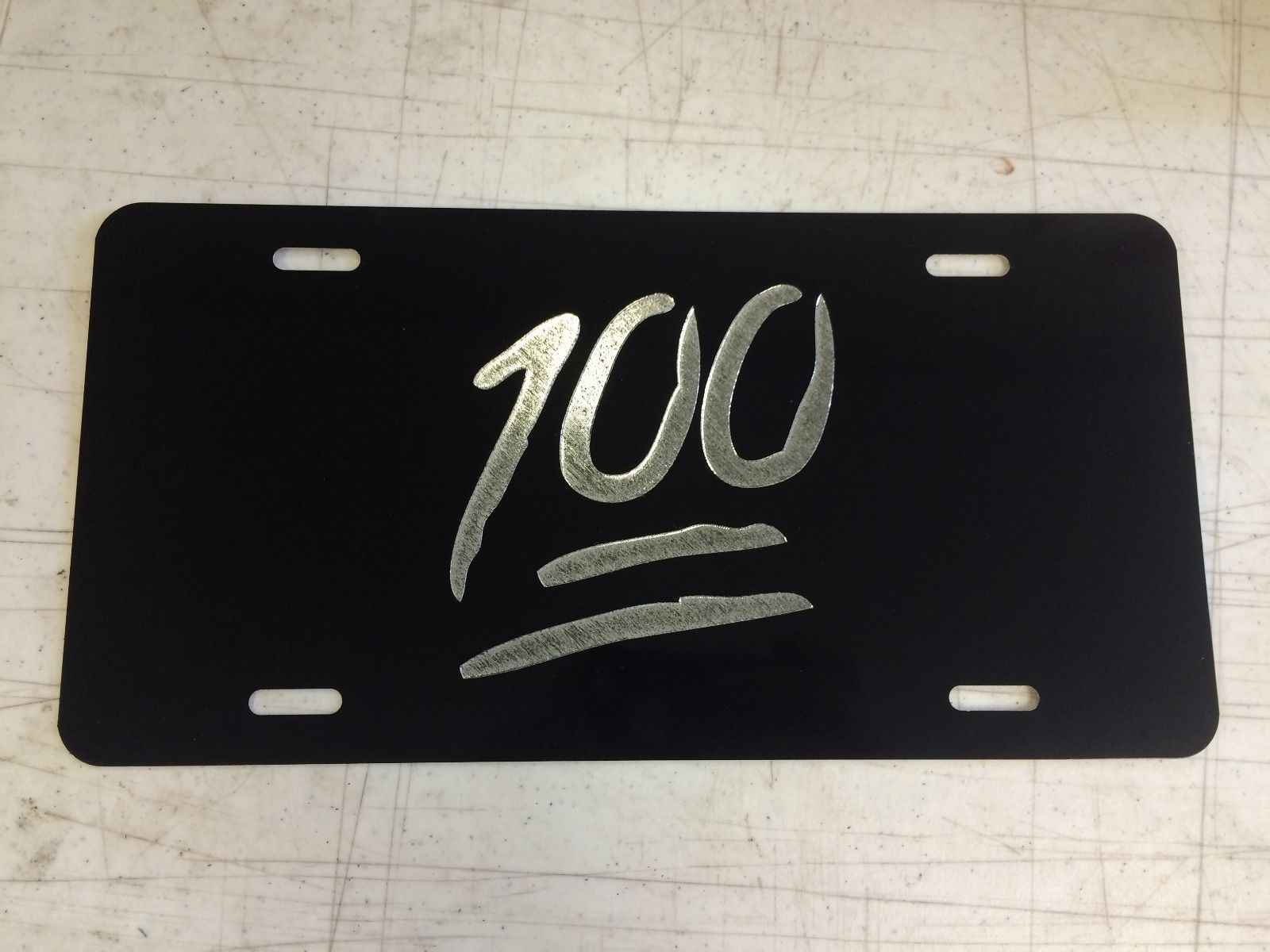 100 emoji LOGO Car Tag Diamond Etched on Aluminum License Plate
