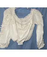 CAMI NYC Womens Franca Long Sleeve Boho Top white  Small Detailed Pompoms - $167.22 CAD