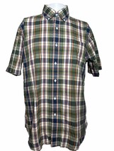 Ralph Lauren Men’s Medium Classic Short Sleeve Plaid Shirt Blue Green - AC - $15.86