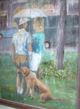 c1980 Vintage Ruth Haas Impressionist Dog Painting Rochester Canandaigua Ny - £92.49 GBP