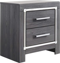 Modern Glam 2 Drawer Nightstand With Usb And Wireless Charging Options, Gray - £227.74 GBP