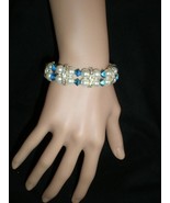 NeW Turquoise Rhinestones Stretch Beaded  Faux Pearls  Bracelet  - £3.89 GBP