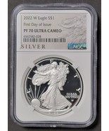 2022 W America Silver Eagle S$1 First Day of Issue PF 70 Ultra Cameo Sil... - $247.50