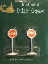 Hand Crafted Dickens Keepsake Village Accessories Stop Signs Set.  New O... - $11.75